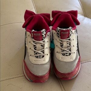 Puma Kids' Sneakers with Pink and White Leopard Accents